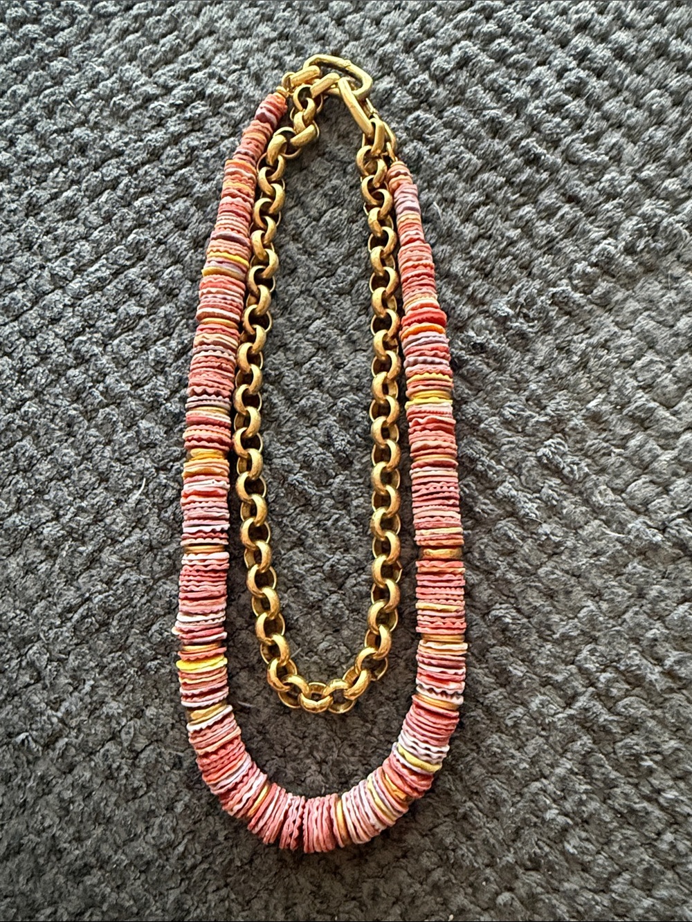 Kendra Scott Gold Chain Necklace with Coral and Yellow Disk Beads